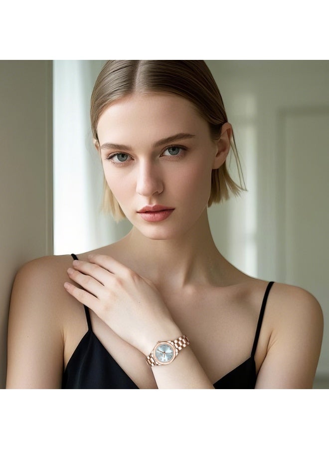 سافيرو ساعة نسائية، ساعة نسائية فاخرة، ساعة نسائية بسوار، ساعة صغيرة مقاومة للماء من الفولاذ المقاوم للصدأ حتى 3ATM - Image 3